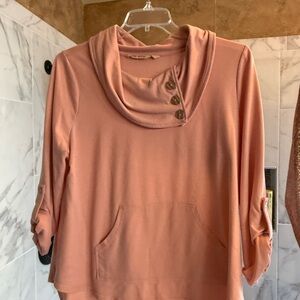 Soft Surroundings Peach Button Cowl Neck Blouse